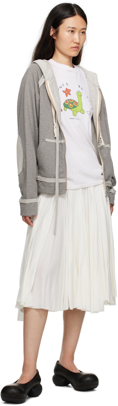 Edward Cuming Gray Ruffle Hoodie Edward Cuming