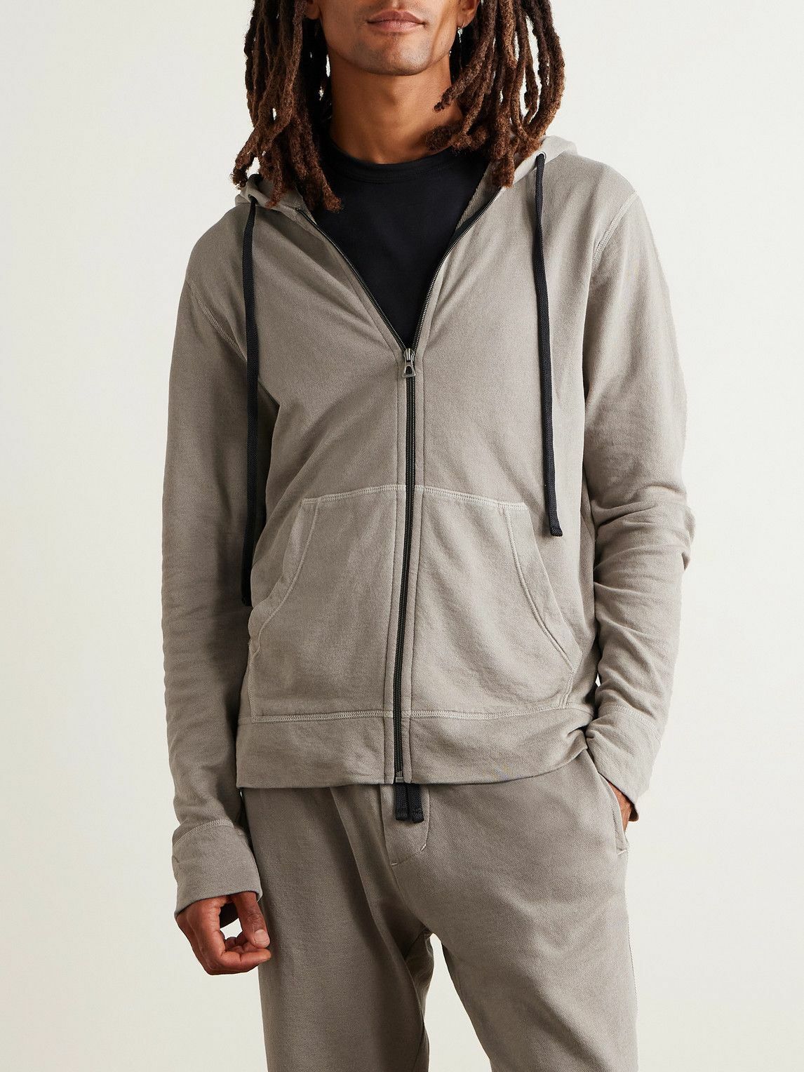 James Perse - Garment-Dyed Cotton-Jersey Zip-Up Hoodie - Gray
