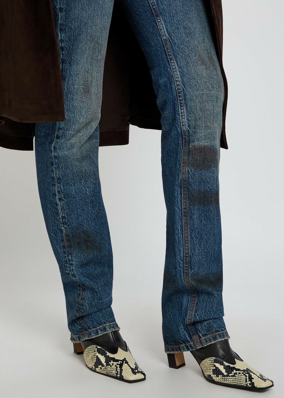 Aaron Esh Distressed Slim Straight-leg Jeans Denim