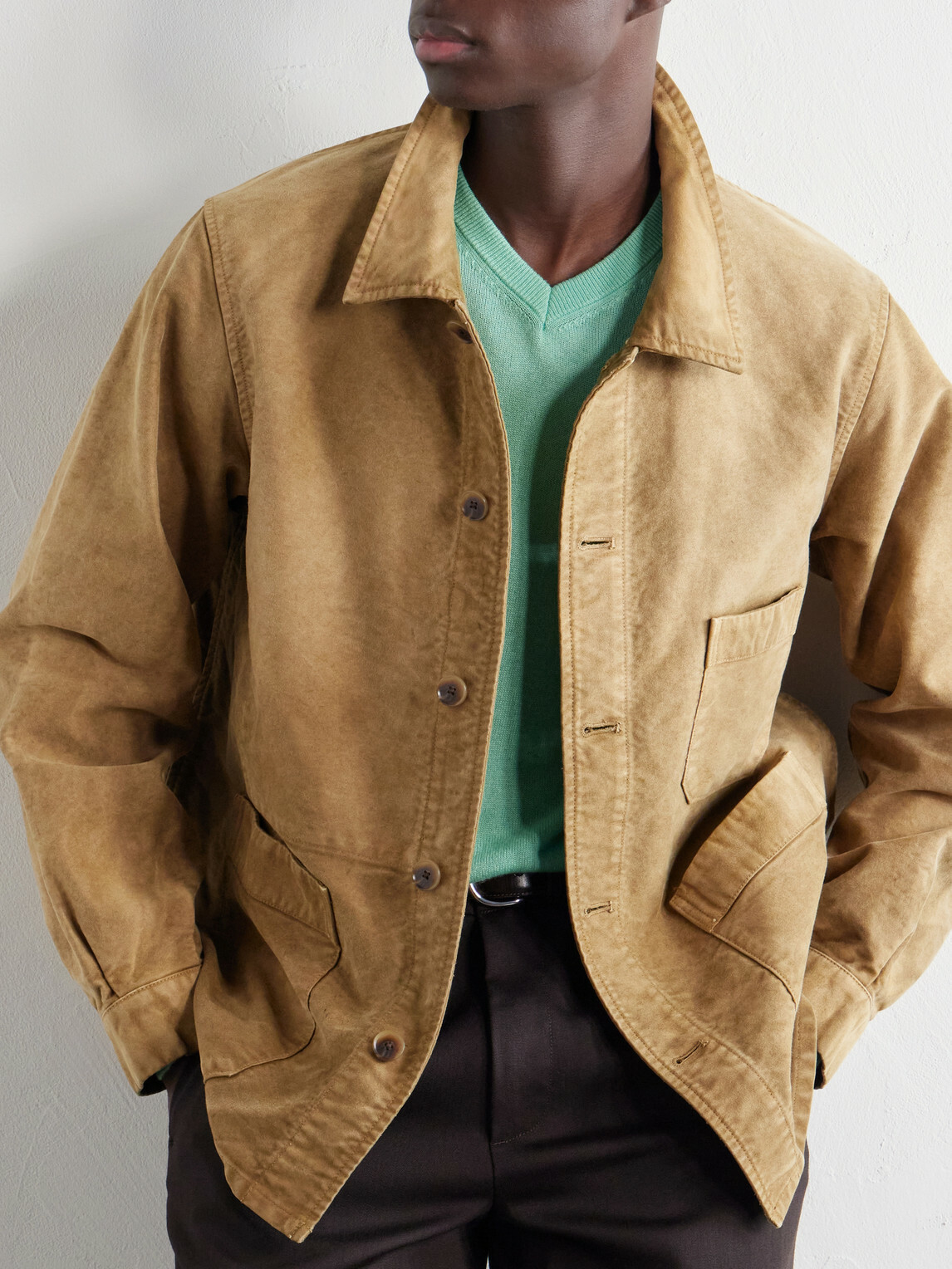 Auralee - Garment-Dyed Cotton-Moleskin Blouson Jacket - Brown