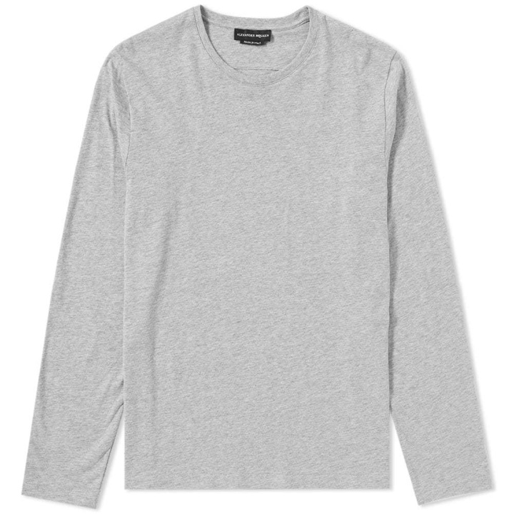 Photo: Alexander McQueen Long Sleeve Embroidered Logo Tee Grey