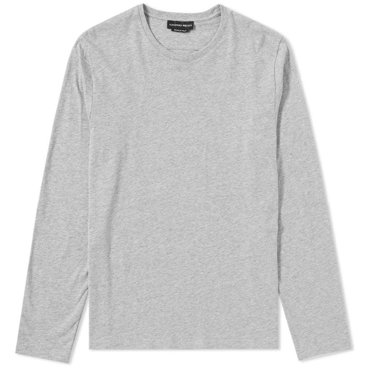 Photo: Alexander McQueen Long Sleeve Embroidered Logo Tee Grey