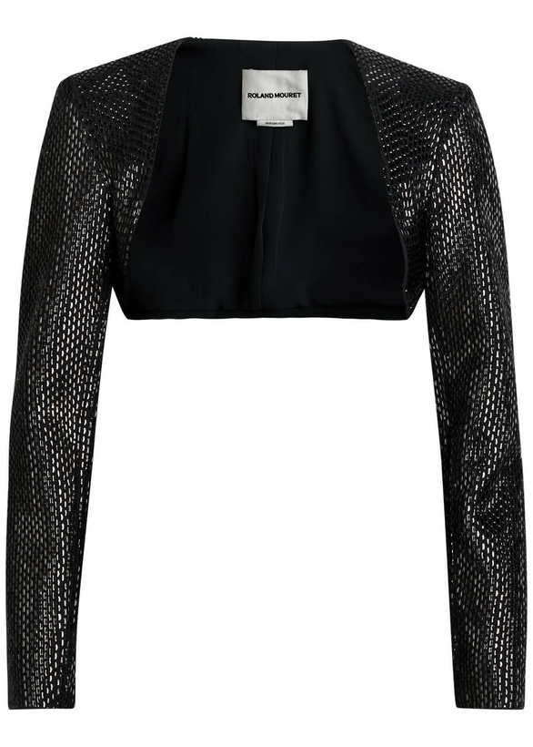 Photo: Roland Mouret Crystal-embellished Crepe Cropped Jacket Grey
