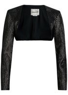Roland Mouret Crystal-embellished Crepe Cropped Jacket Grey