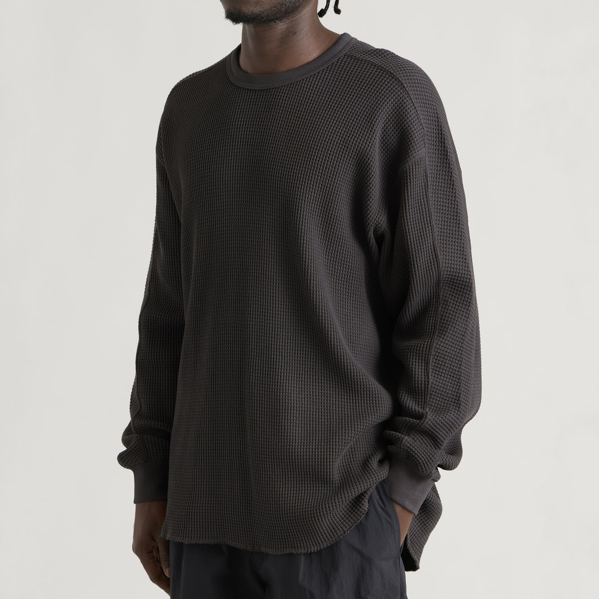 Snow Peak Men's Heavyweight Waffle Pullover in Charcoal