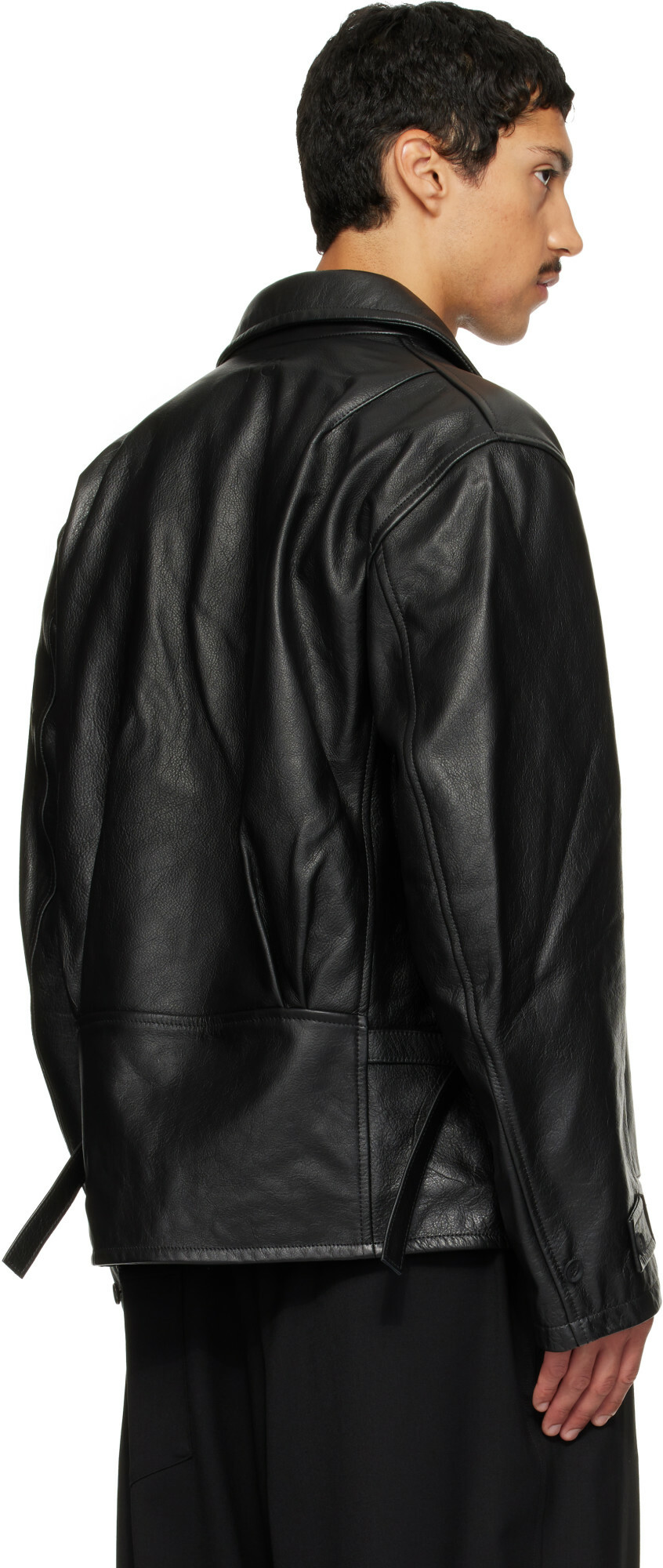 Y-3 Black Leather Blouson Jacket