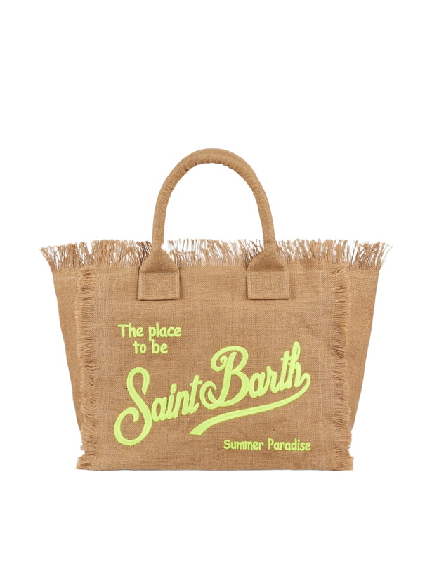 Photo: MC2 Saint Barth Vanity Natural Jute Shoulder Bag With Embroidered Logo