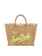 MC2 Saint Barth Vanity Natural Jute Shoulder Bag With Embroidered Logo