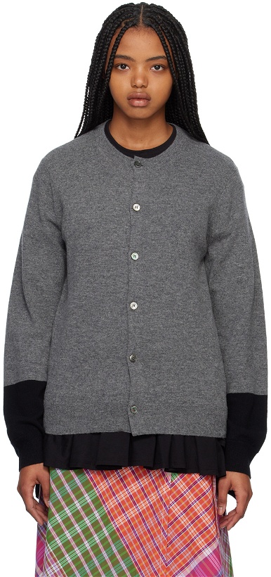 Photo: Comme des Garçons Shirt Gray Colorblocked Cardigan
