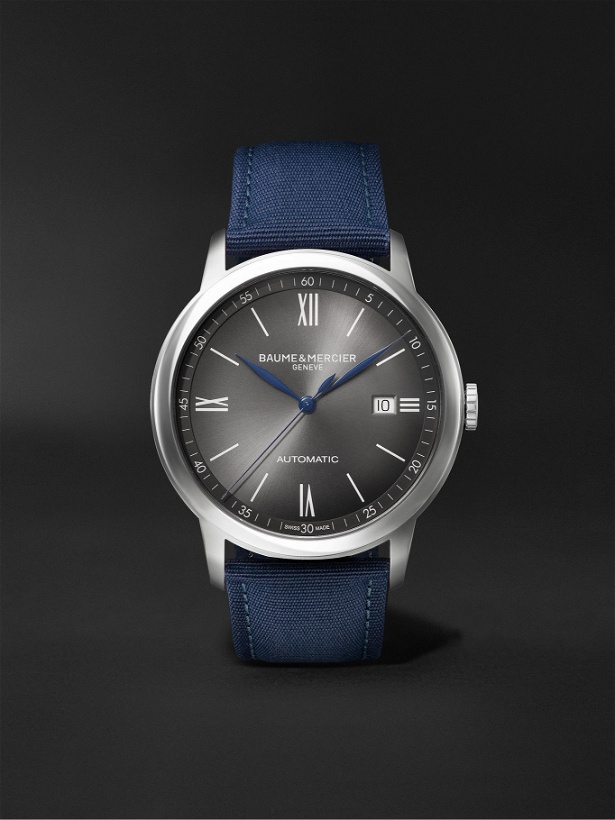 Photo: BAUME & MERCIER - Classima Automatic 42mm Stainless Steel and Canvas Watch, Ref. No. M0A10608