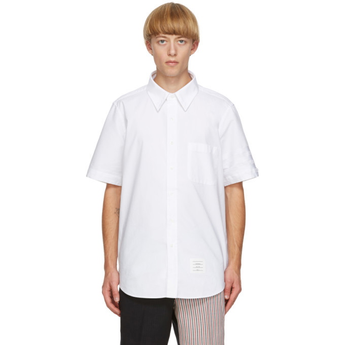 Photo: Thom Browne White Oxford Cloth 4-Bar Shirt