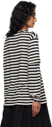 OPEN YY Black & Off-White Layered Stripe T-shirt