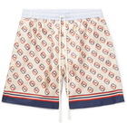 Gucci - Wide-Leg Logo-Print Silk-Twill Drawstring Bermuda Shorts - Ivory