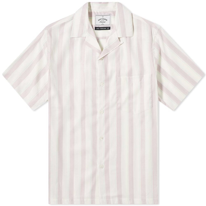 Photo: Portuguese Flannel Pastel Crepe Stripe Vacation Shirt