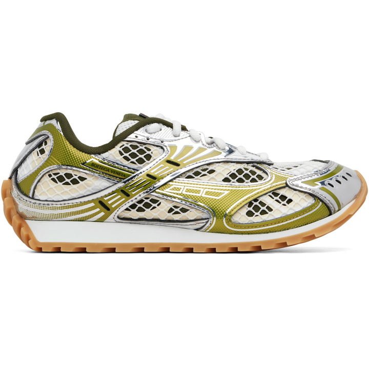 Photo: Bottega Veneta Green & Silver Orbit Sneakers