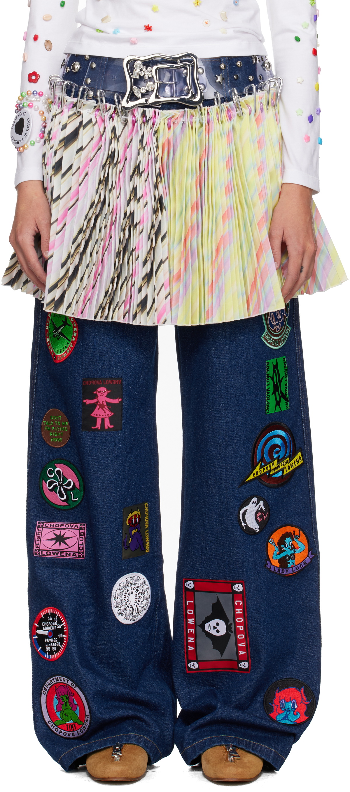 Chopova Lowena Multicolor Strobe Carabiner Miniskirt