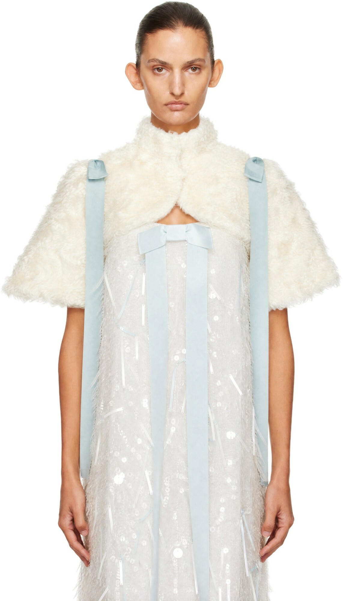 Sandy Liang Off-White Oatmeal Bolero Top