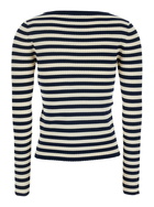 White And Black Top With Ribbed Design And All-over Striped Motif In Viscose Woman TwinSet