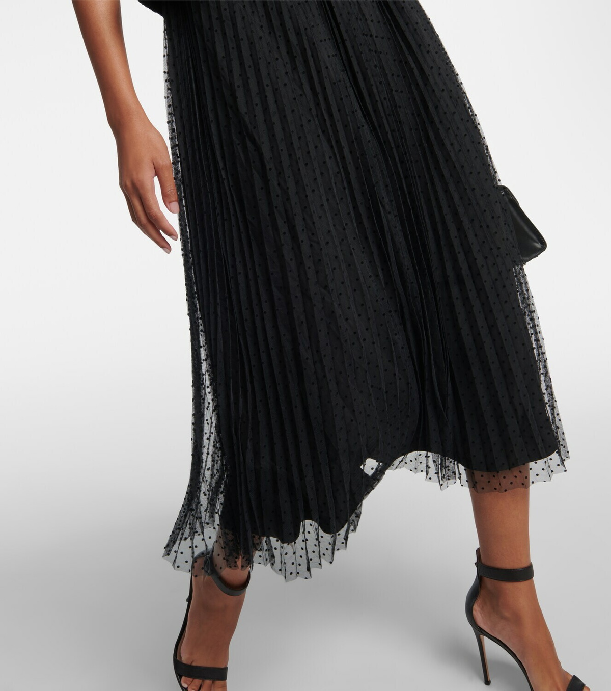 green emerald velvet dress Black Asymmetric Plisse Midi Dress main image 0