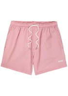 Boss Striped Logo-embroidery Seersucker Swim Shorts Red
