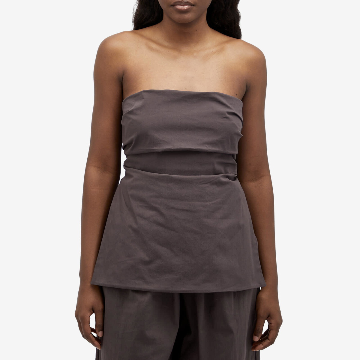 ST. Agni Women's Strapless Tie Back Top in Chocolate Plum St. Agni
