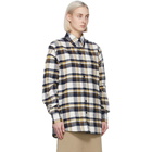 Victoria Beckham Off-White and Navy Oversized Lumberjack Shirt