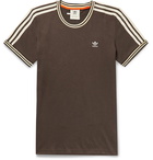 adidas Consortium - Wales Bonner Logo-Embroidered Striped Cotton-Blend Jersey T-Shirt - Brown