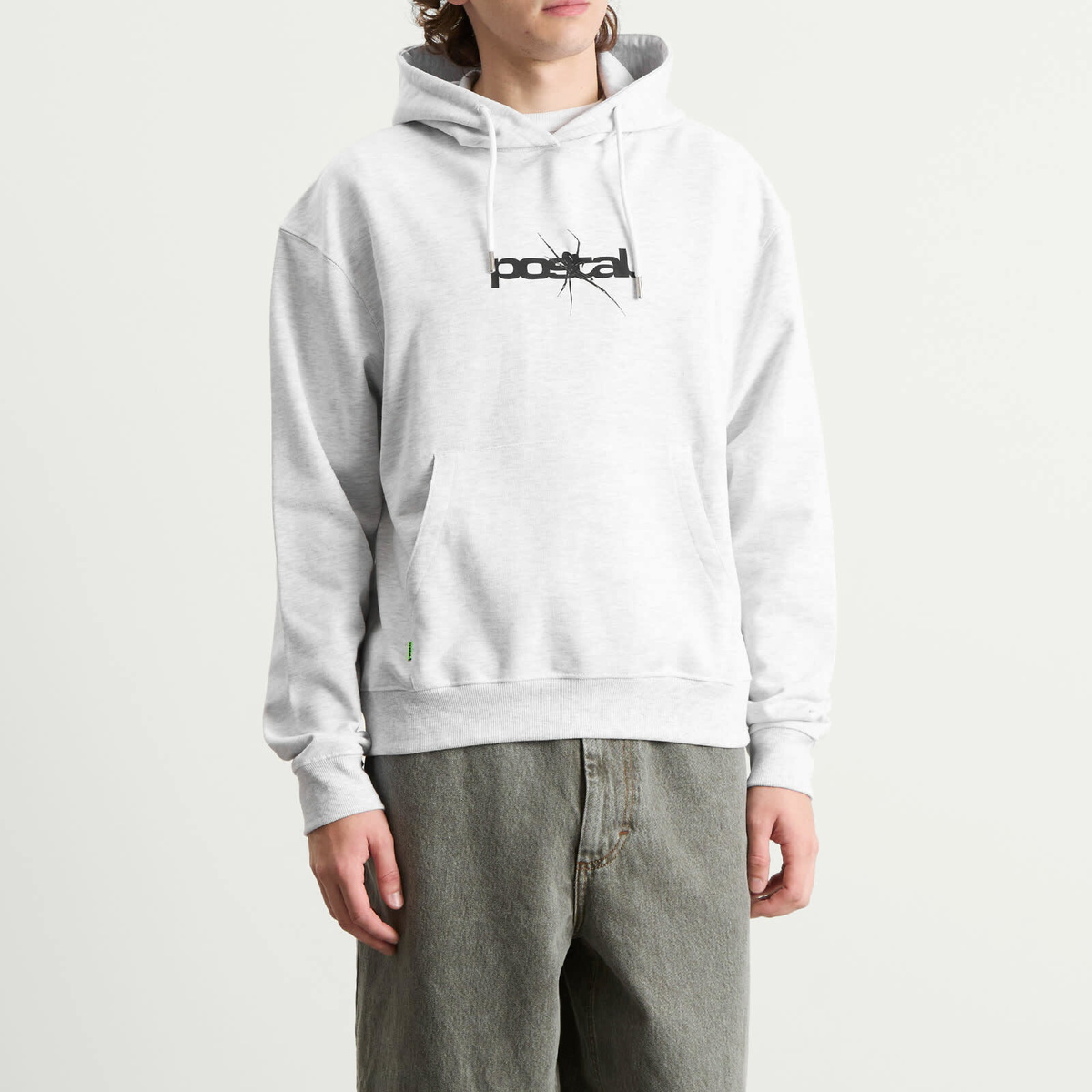 POSTAL Men's Spider Print Hoodie in Marl Grey