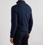 Loro Piana - Suede-Trimmed Cashmere Half-Zip Sweater - Blue