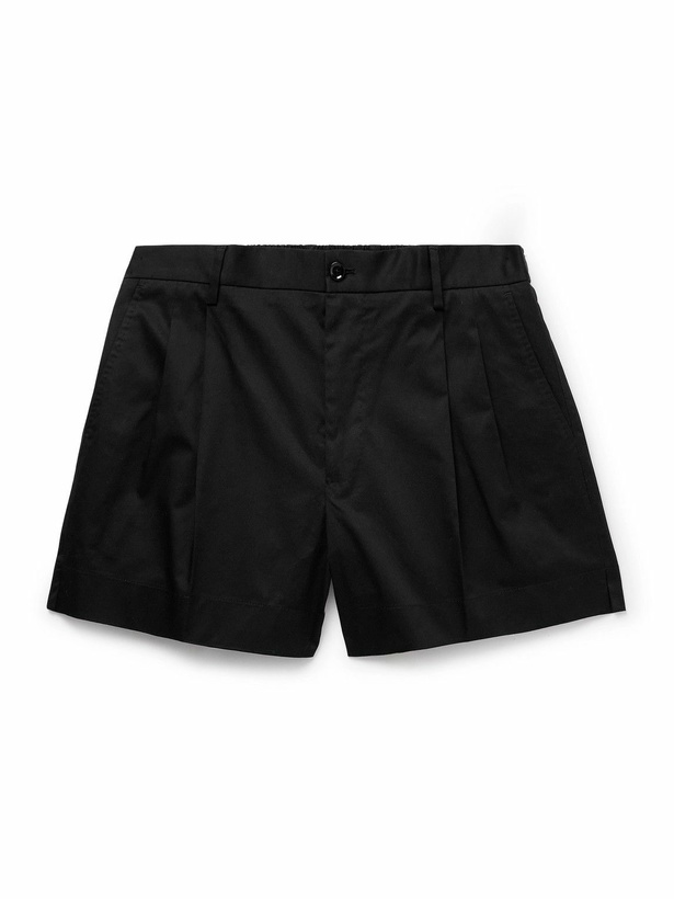 Photo: Dolce&Gabbana - Slim-Fit Pleated Cotton-Blend Twill Shorts - Black