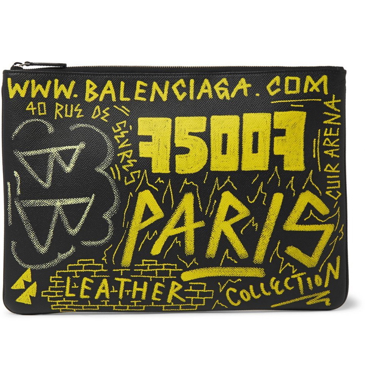 Photo: Balenciaga - Printed Full-Grain Leather Pouch - Black