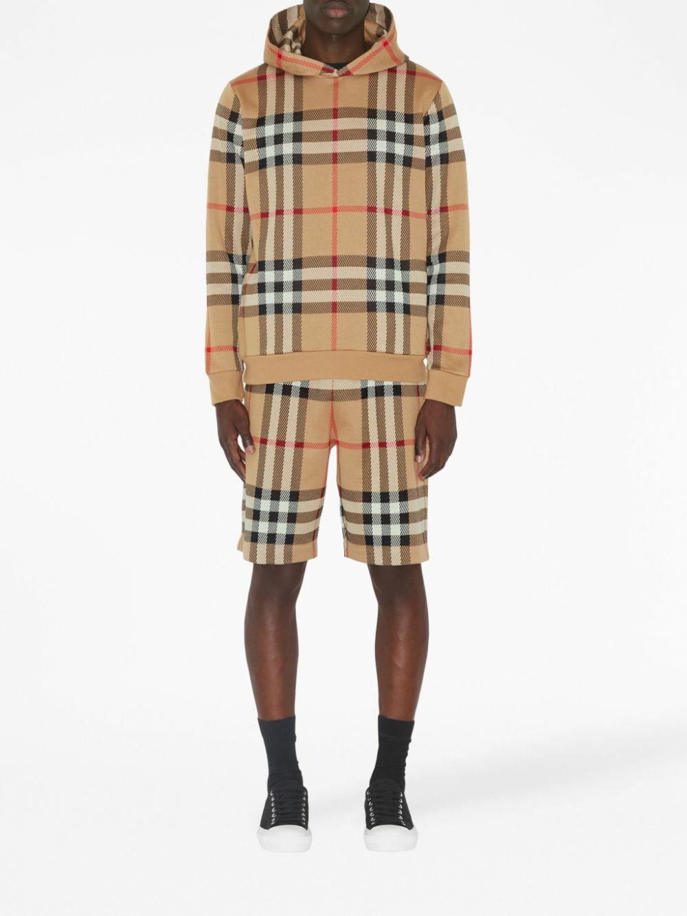 BURBERRY - Check Motif Cotton Hoodie