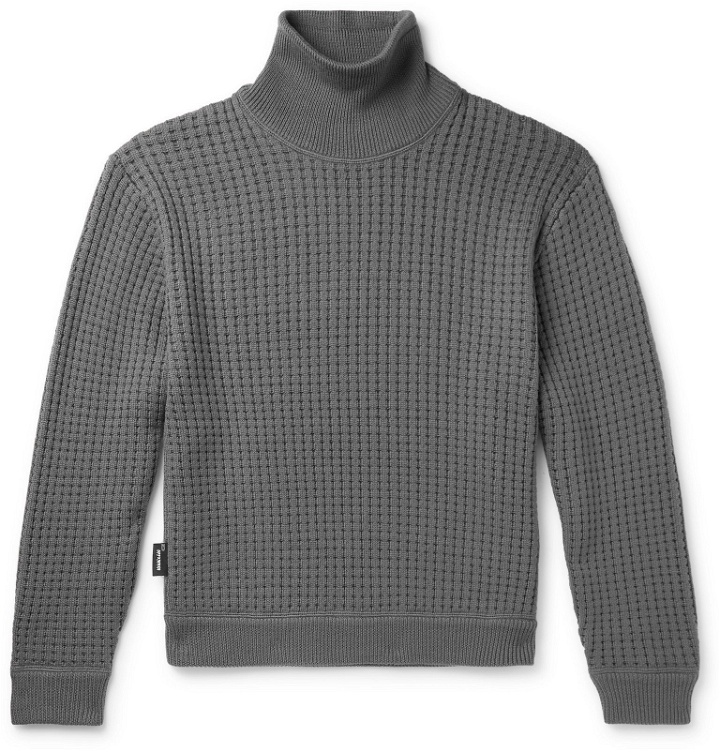 Photo: AFFIX - Waffle-Knit Merino Wool Rollneck Sweater - Gray