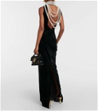 Balmain Pearl-embellished velvet gown