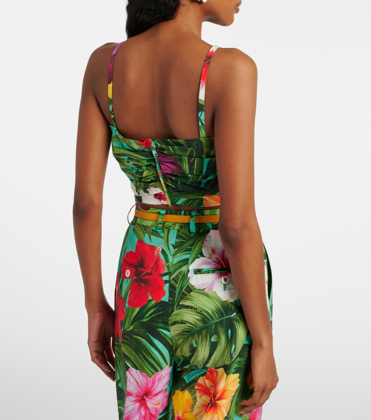 Dolce&Gabbana Bow-detail floral cotton bra top
