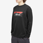 Nanga Men's Long Sleeve Eco Hybrid Box Logo T-Shirt in Black