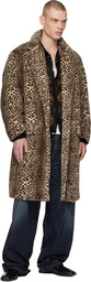 WACKO MARIA Brown Chesterfield Faux-Fur Coat