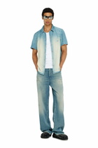 Diesel Short-sleeve shirt in fluid overdyed denim - Denim Shirts Mens in Blue