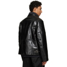 sacai Black Down Leather Blouson Jacket