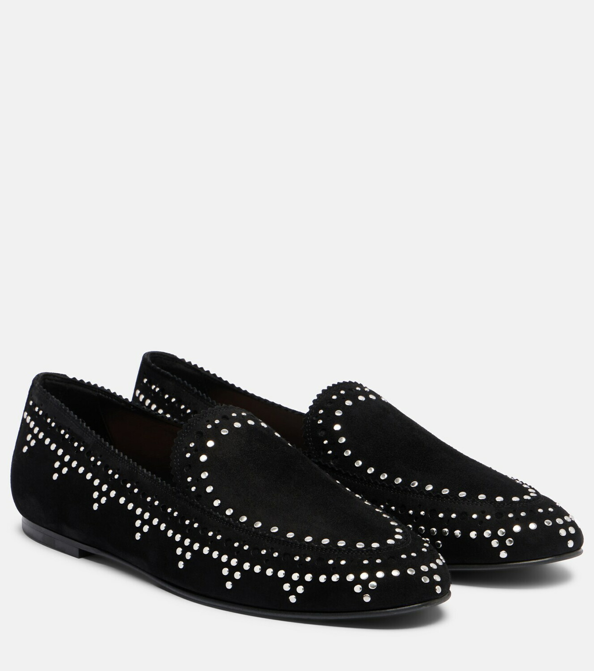Aquazzura Skye embellished suede loafers