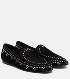 Aquazzura Skye embellished suede loafers