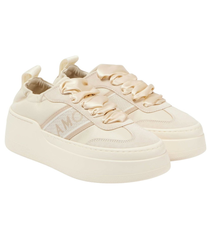 Photo: Ferragamo Suede-trimmed leather platform sneakers