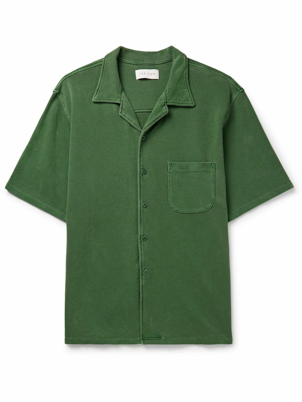 Photo: Les Tien - Camp-Collar Cotton-Piqué Shirt - Green