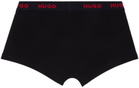 Hugo Three-Pack Black Jacquard-Logo Boxers
