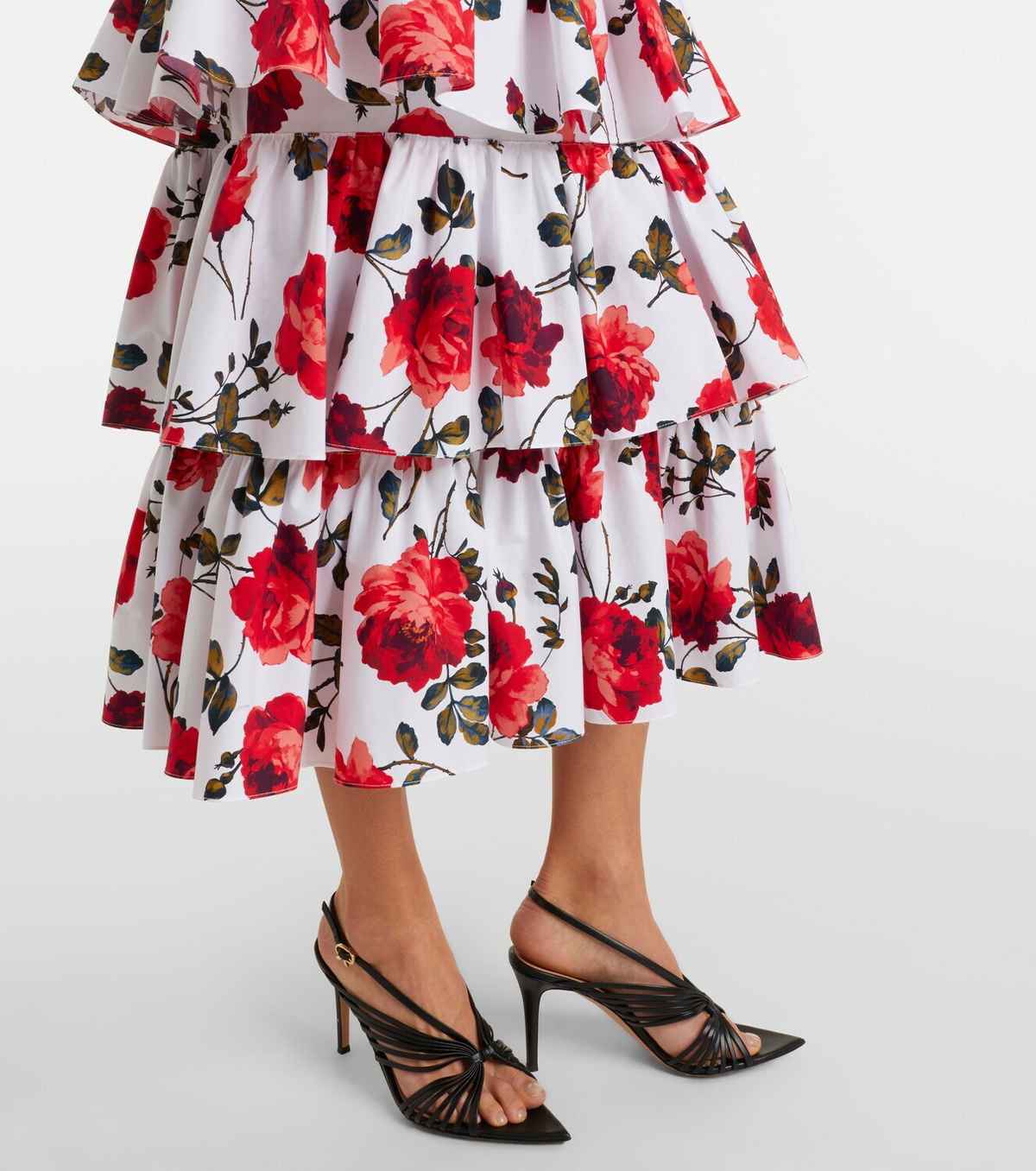 Carolina Herrera Floral tiered cotton-blend corset dress