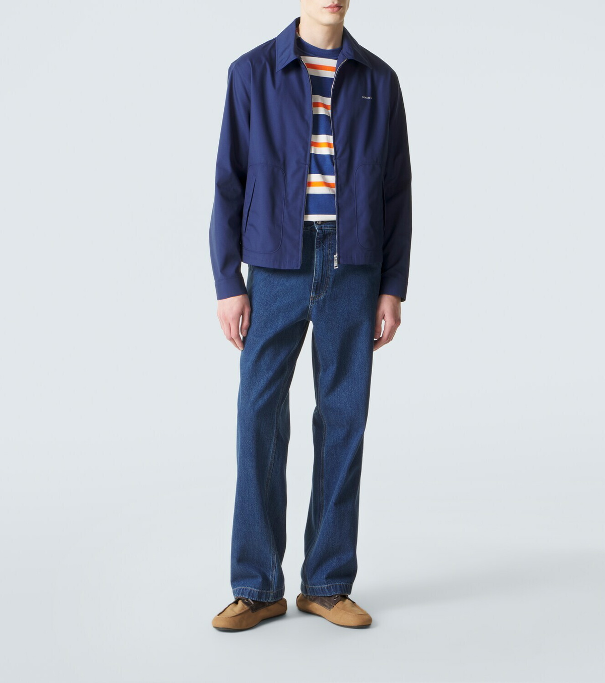 Prada Shuffle leather-trimmed canvas boat shoes