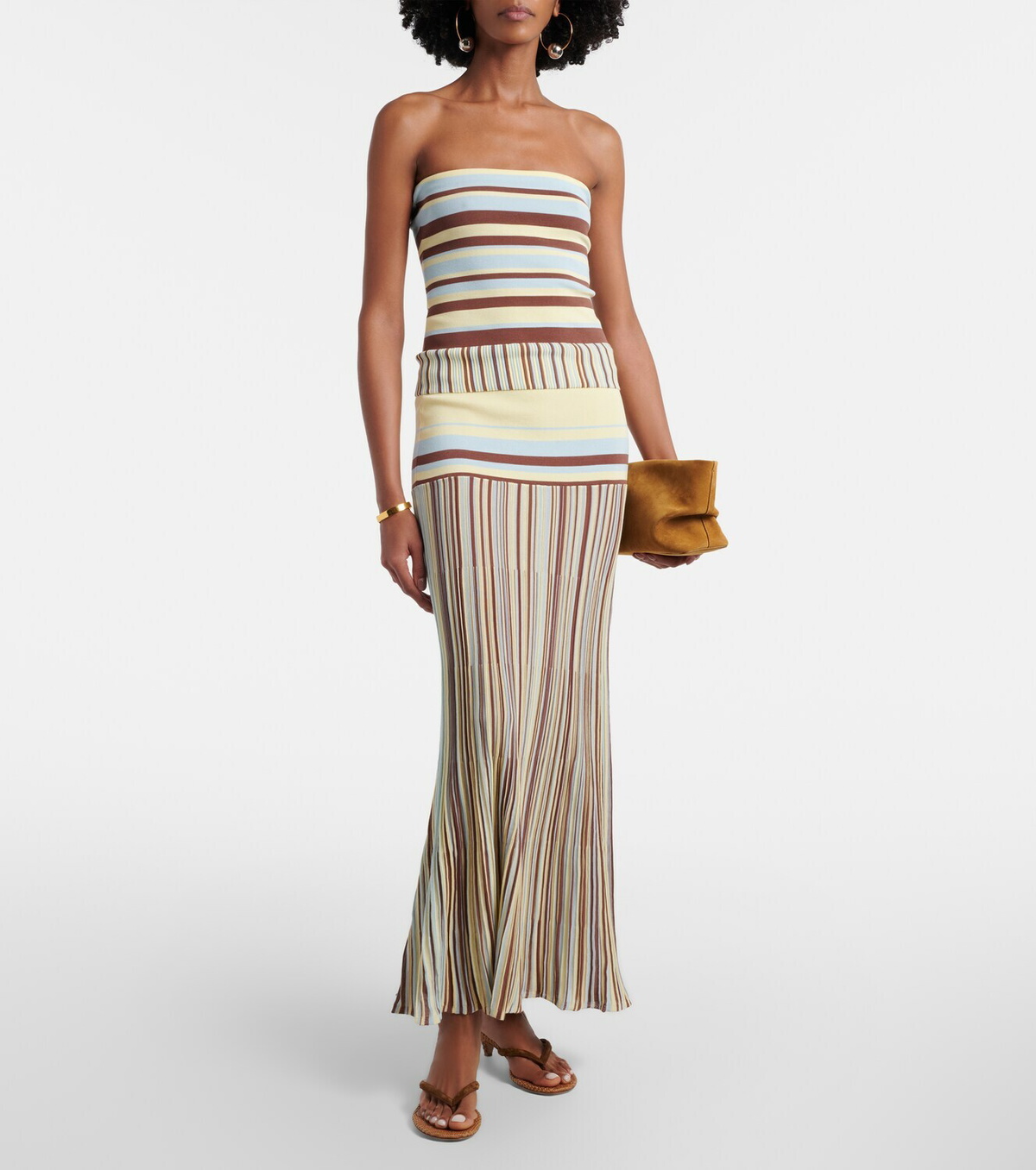 Faithfull Citara striped cotton-blend maxi skirt