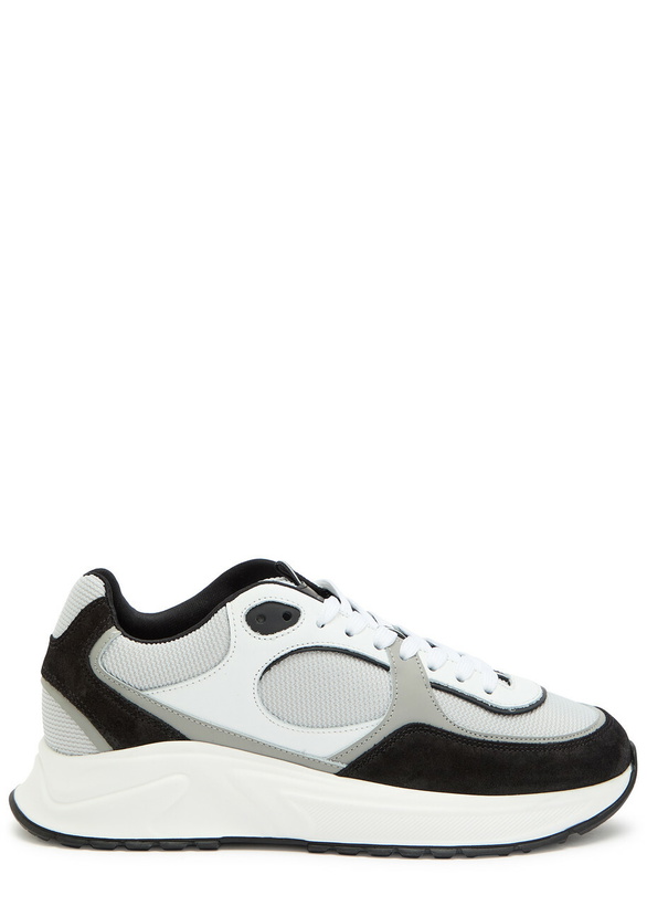 Photo: Cleens Onesixty Panelled Mesh Sneakers White And Black