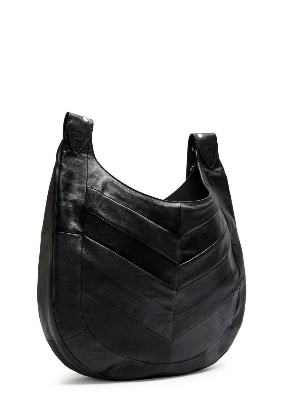 Valentino Garavani Logo-plaque Chevron Leather Hobo bag - Black - One Size