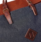 Bleu de Chauffe - Leather-Trimmed Denim and Cotton-Canvas Backpack - Blue
